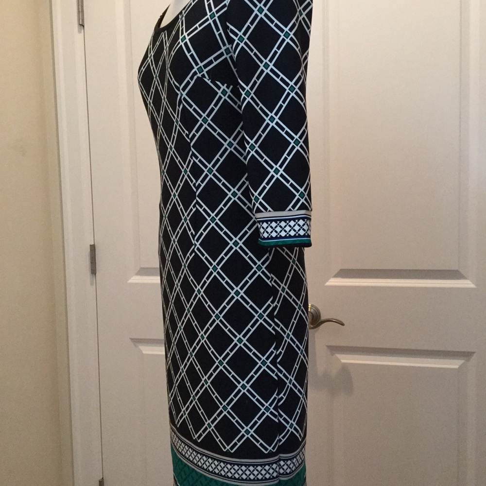 White House/Black Market Dress Size 4 Black/Teal/White - Picture 2 of 6